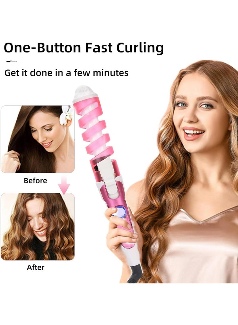 بولوز مكواة تجعيد الشعر الحلزونية ومكواة تجعيد الشعر - مكواة تجعيد كهربائية، مكواة تجعيد لتصفيف الشعر، أيونات سالبة تحافظ على الرطوبة، 110-240 فولت، هدية للنساء والفتيات - Image 2
