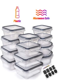 Airtight Meal Prep Container Set with Locking Lids & Labels, 12pcs Re-usable Plastic Food Storage Containers, Stackable Kitchen Organizer Boxes, BPA Free & Microwave Freezer Dishwasher Safe