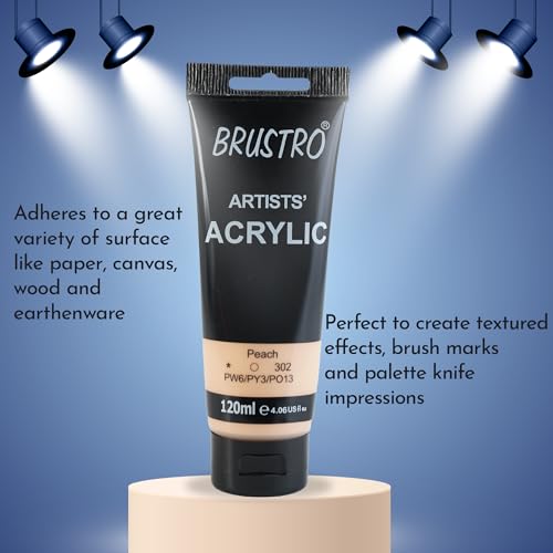 BRUSTRO Artists Acrylic Paint 120ml Peach (Pastel Tone) - Image 3