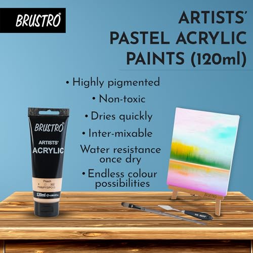 BRUSTRO Artists Acrylic Paint 120ml Peach (Pastel Tone) - Image 4