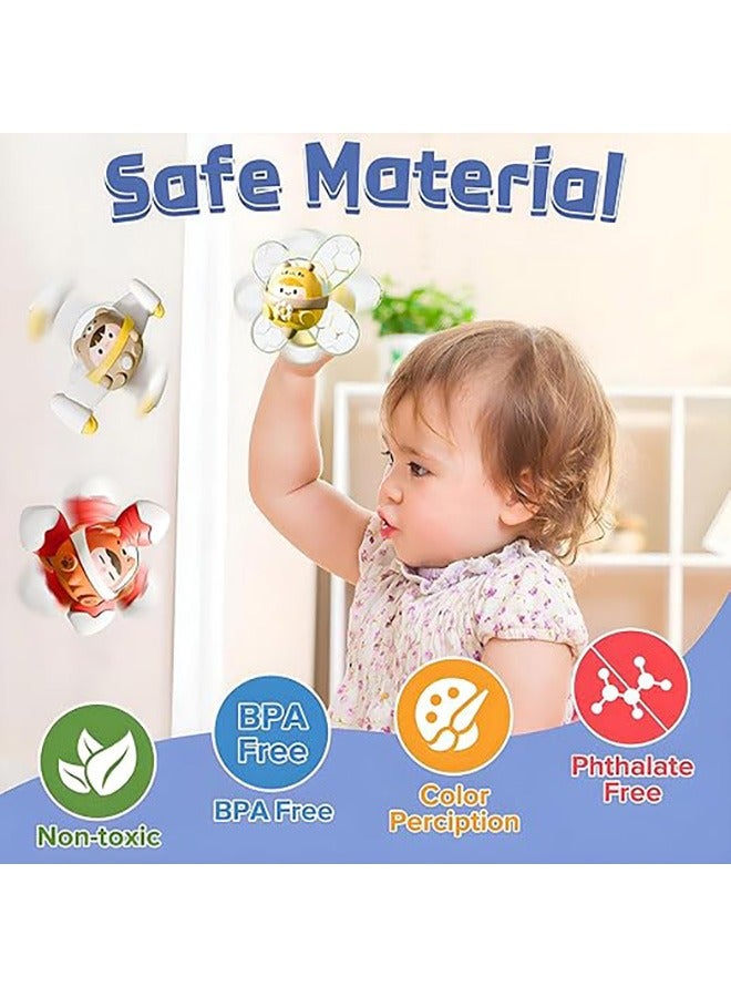 3 Pcs Suction Cup Spinner Toy, Spinner for Babies, Fidget Spinner Bath Toy for Baby 1-5 Year Olds Table & Window Aeroplane Car Travel Essentials Birthday Gifts for Baby High Chair Spinner - Image 4