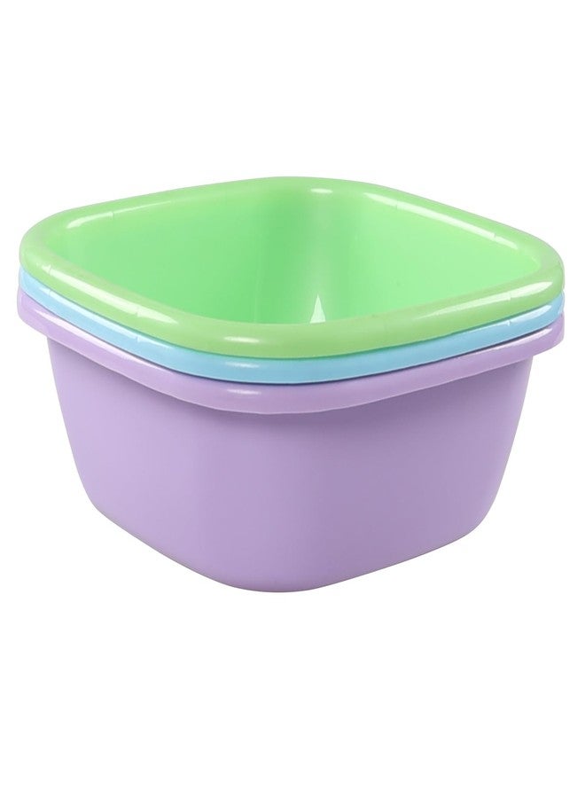 Hespama 3-Pack 8 Quart Plastic Square Wash Basin, Colorful Small Dish Pan Tub - Image 5