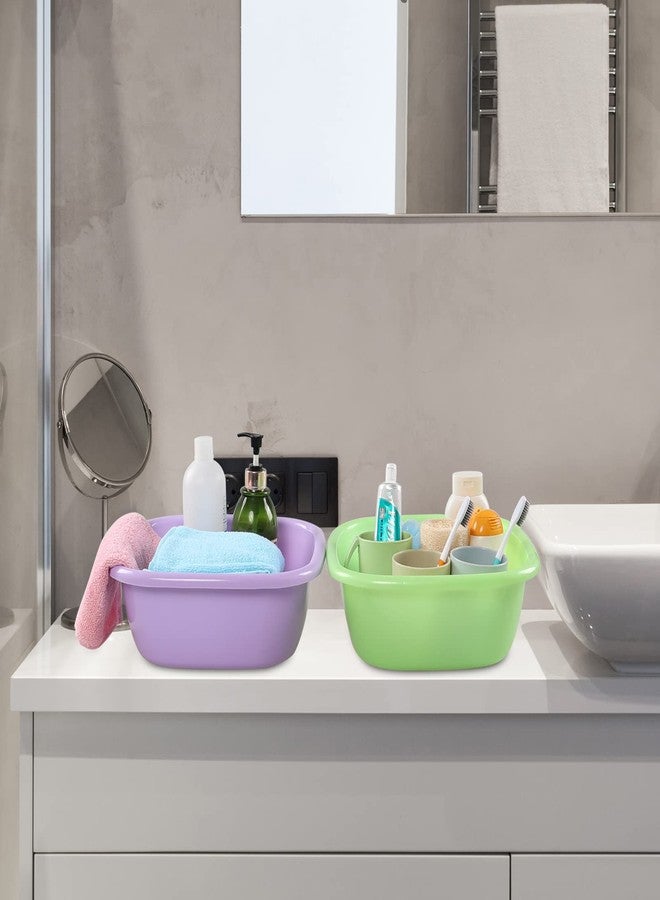 Hespama 3-Pack 8 Quart Plastic Square Wash Basin, Colorful Small Dish Pan Tub - Image 3