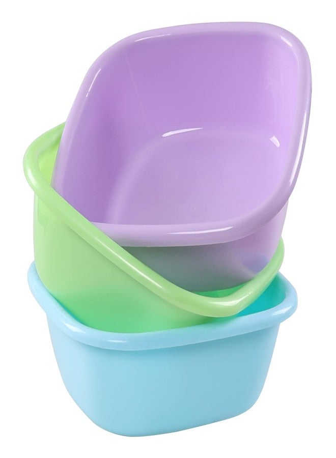 Hespama 3-Pack 8 Quart Plastic Square Wash Basin, Colorful Small Dish Pan Tub - Image 1
