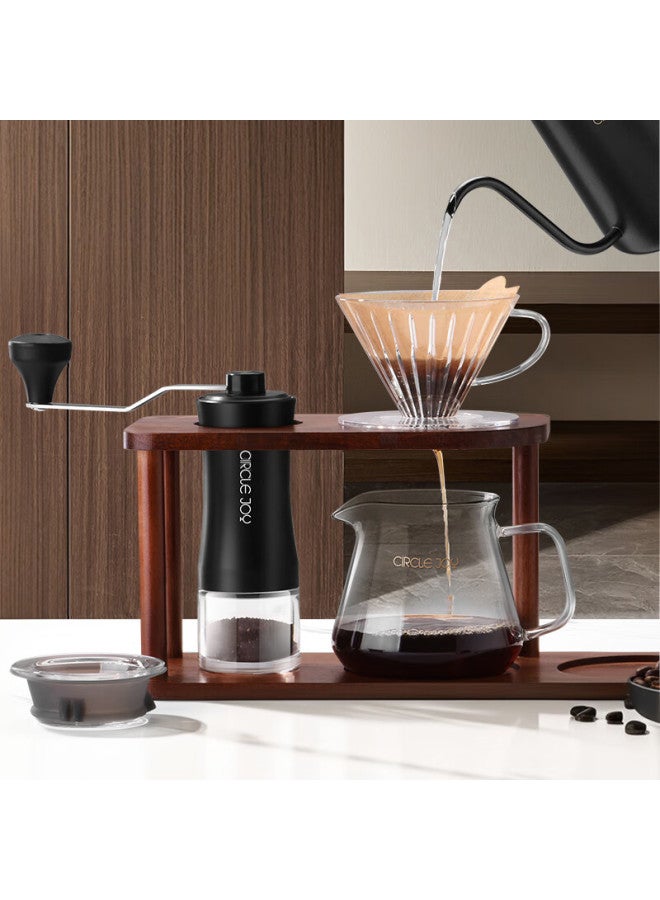 CircleJoy Circle Joy Pour-over Coffee Maker Set, Hand Grinder Coffee Machine, Manual Coffee Bean Grinder, Wooden Storage Rack, 10-piece Set - Image 1