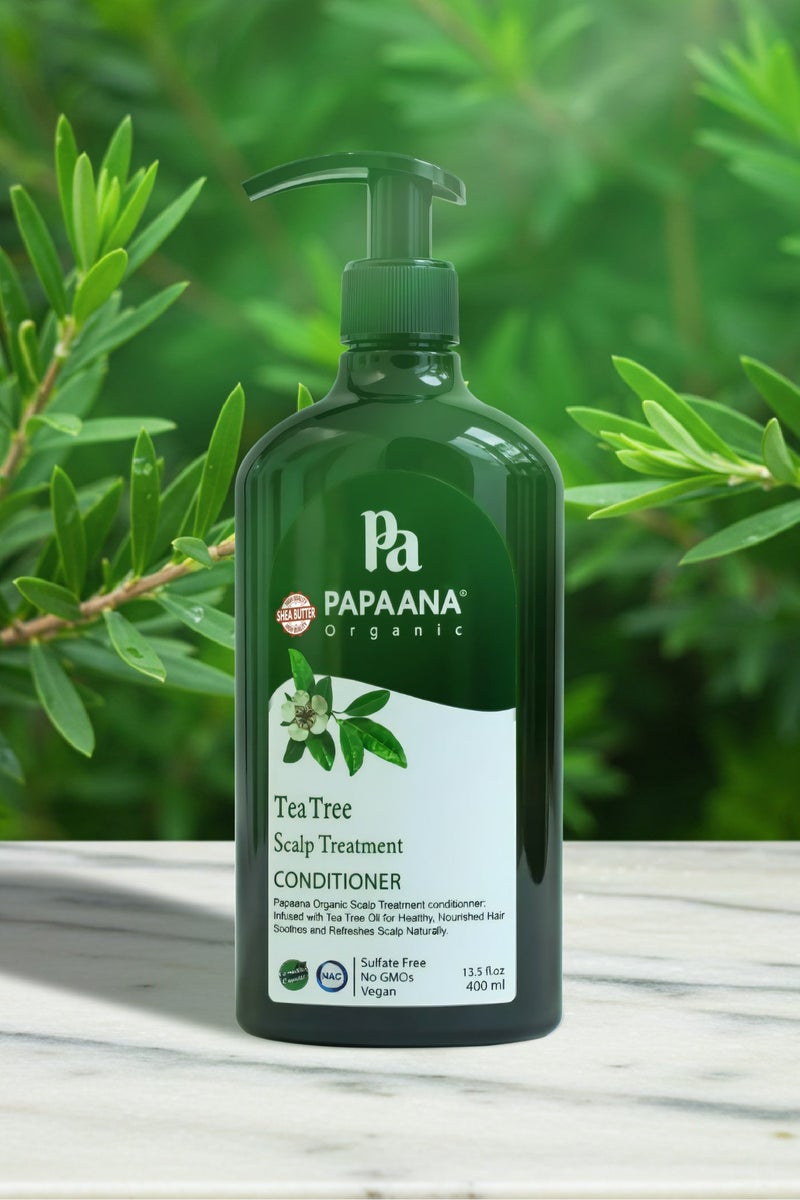 Papaana Organic بلسم علاج فروة الرأس بشجرة الشاي مع زبدة الشيا – 400 مل، منعش ومهدئ لفروة رأس صحية مع زبدة الشيا وشامبو علاج فروة الرأس بشجرة الشاي مع زبدة الشيا – 400 مل، منعش ومهدئ لفروة رأس صحية مع زبدة الشيا حزمة - Image 2