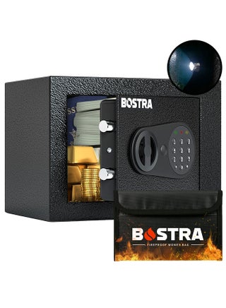 Bostra Fireproof Safe Box with Sensor Light & Fireproof Bag, Money Safe Box with Digital Keypad,Security Safe Box for Home, 0.23 Cubic Small Safe with Keys & Pass Code for Cash Jewelry Black - pzsku/Z556E1CBCB0359D4FBB99Z/45/1746688908/c35e3f56-78d2-4486-a7ee-5b69c8a7cb22