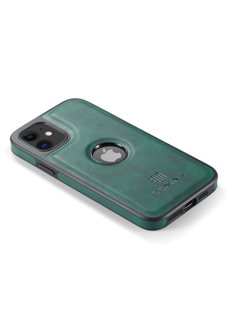 DGMING Case Cover Premium Leather Back with Logo CutOut Shockproof Compatible with Iphone 12 / Iphone 12 Pro (Green) - Image 3