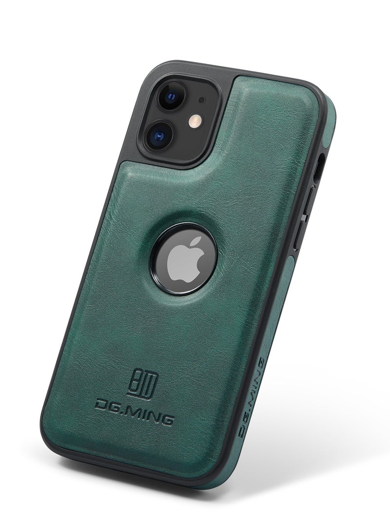 DGMING Case Cover Premium Leather Back with Logo CutOut Shockproof Compatible with Iphone 12 / Iphone 12 Pro (Green) - Image 1
