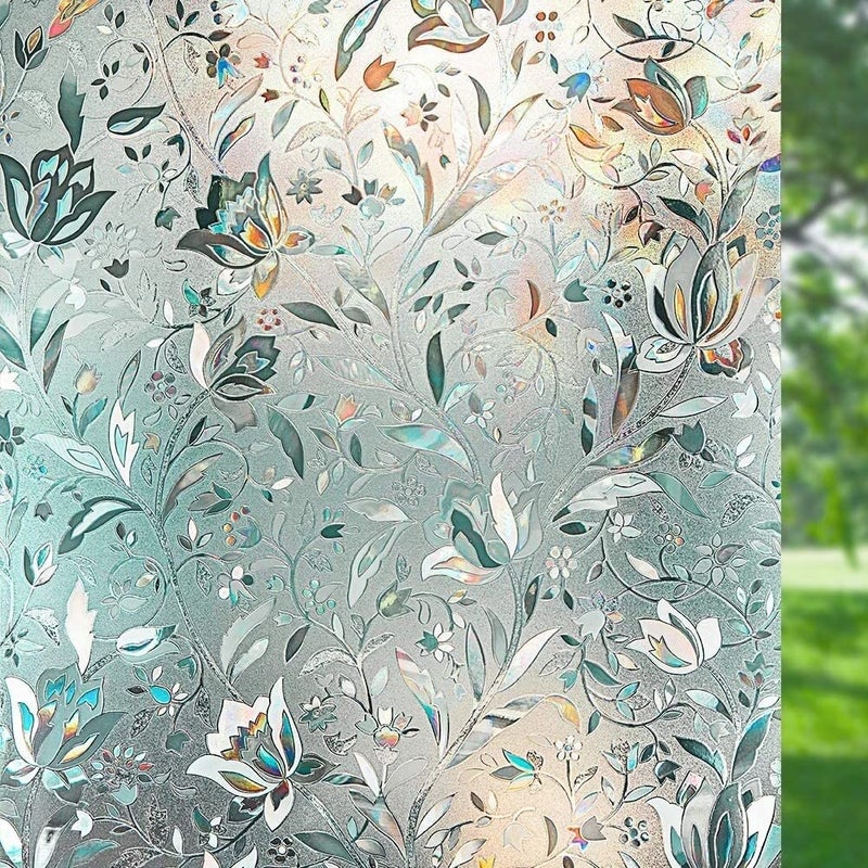 Hoonng Window Privacy Film for Glass, Tulip Removable Static Film, 17.5x78.7 Inch - Image 2