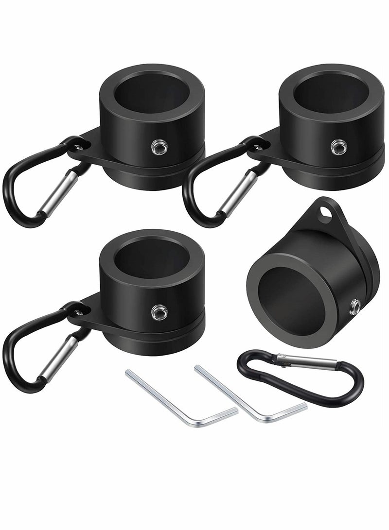 KASTWAVE Flag Pole Rings, Aluminum Alloy Mounting Rings, 360 Degree Rotating Flagpole, Anti Wrap Flag Pole with Clip Hook, for 1 Inch Diameter Flag Pole 4 Pieces (Black)  - Image 1