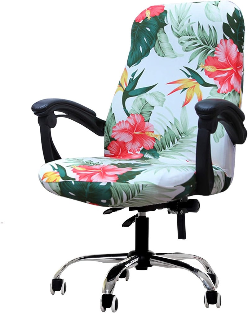 Deisy Dee Computer Office Chair Covers for Stretch Rotating Mid Back Chair Slipcovers Cover ONLY Chair Covers C162 (Green Leaves) - Image 1