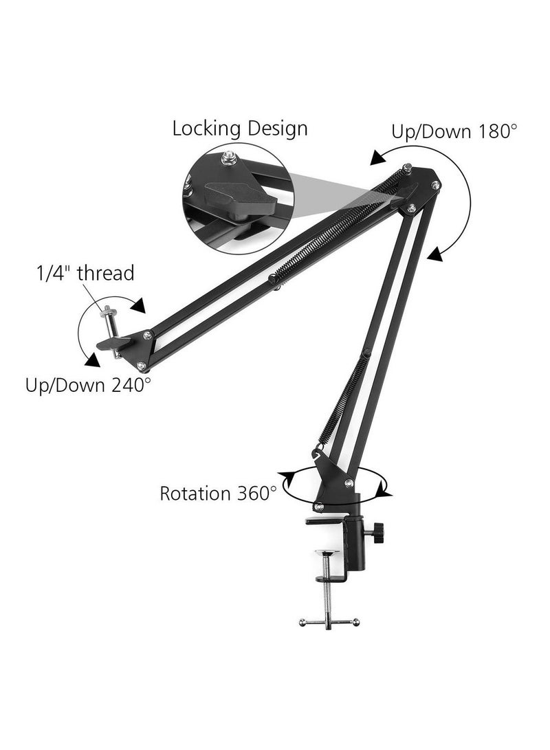 Generic Overhead Video Stand Phone Holder Articulating Arm Phone Mount Table Top Scissor Boom Arm Articulating Phone Stand Tablet Phone Holder For Streaming Phone  - Image 5