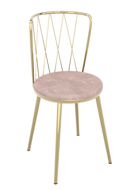 Dresser And Desk Chair With A Comfortable Seat, Velvet Upholstery And Elegant Design - Beige/Gold
