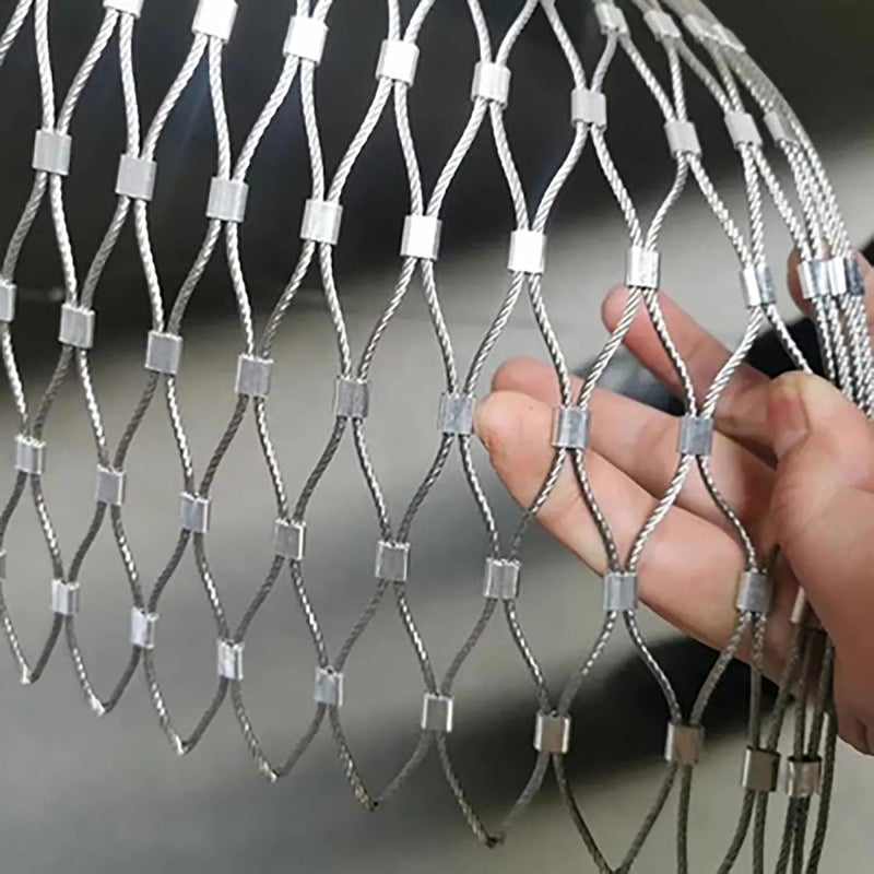 Stainless Steel Rope Wire Mesh Stainless Steel Wire Rope Netting, 1㎡ High Altitude Anti-Fall Fence, Easy to Cut Flexible Cable Protection Boundary for Zoo Cage Fence, Balcony, Stair(10cm Mesh) - Image 3