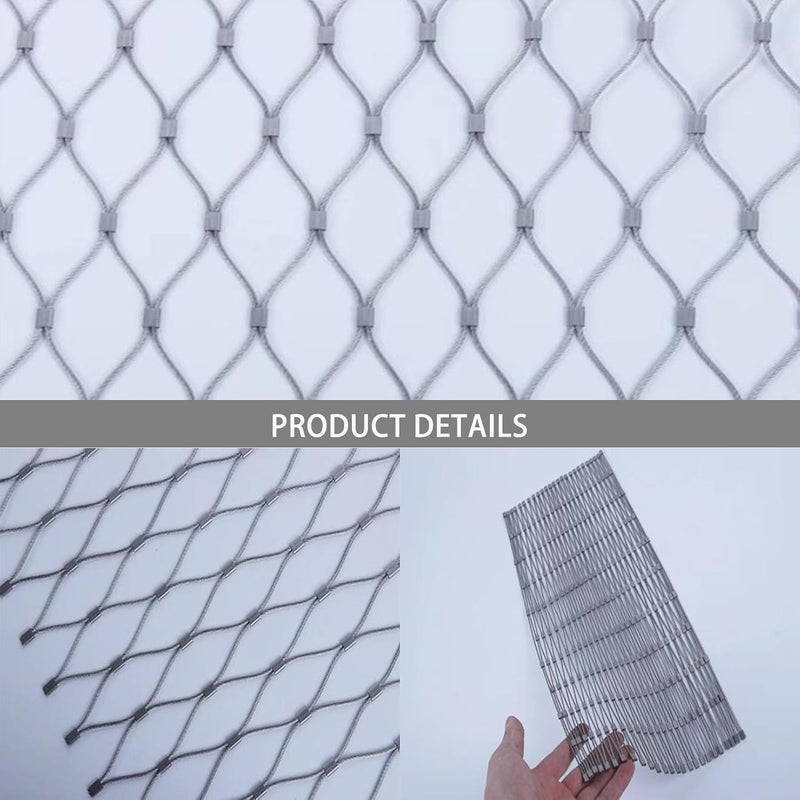 Stainless Steel Rope Wire Mesh Stainless Steel Wire Rope Netting, 1㎡ High Altitude Anti-Fall Fence, Easy to Cut Flexible Cable Protection Boundary for Zoo Cage Fence, Balcony, Stair(10cm Mesh) - Image 4