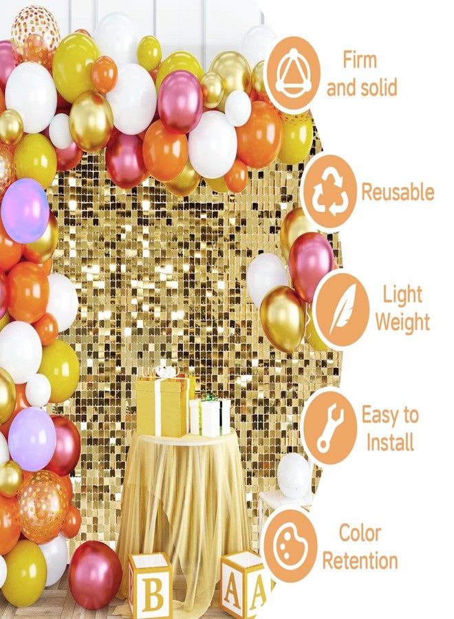 Cherocito 4 FT x 6 FT Light Gold Shimmer Wall Backdrop,Shiny Sequins,24PCS Sequins Backdrop Decoration Panels, Glitter Bling Photo Background Decorations for Birthday Party Wedding Anniversary Graduation - Image 3