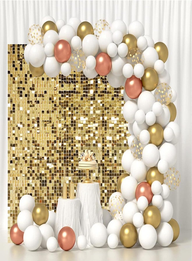 Cherocito 4 FT x 6 FT Light Gold Shimmer Wall Backdrop,Shiny Sequins,24PCS Sequins Backdrop Decoration Panels, Glitter Bling Photo Background Decorations for Birthday Party Wedding Anniversary Graduation - Image 1