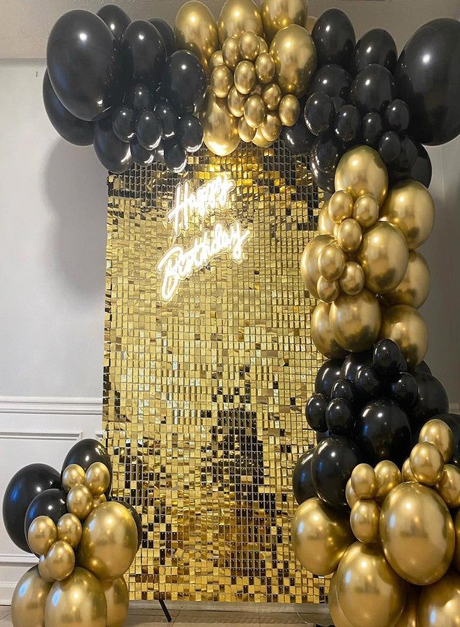 Cherocito 4 FT x 6 FT Light Gold Shimmer Wall Backdrop,Shiny Sequins,24PCS Sequins Backdrop Decoration Panels, Glitter Bling Photo Background Decorations for Birthday Party Wedding Anniversary Graduation - Image 5