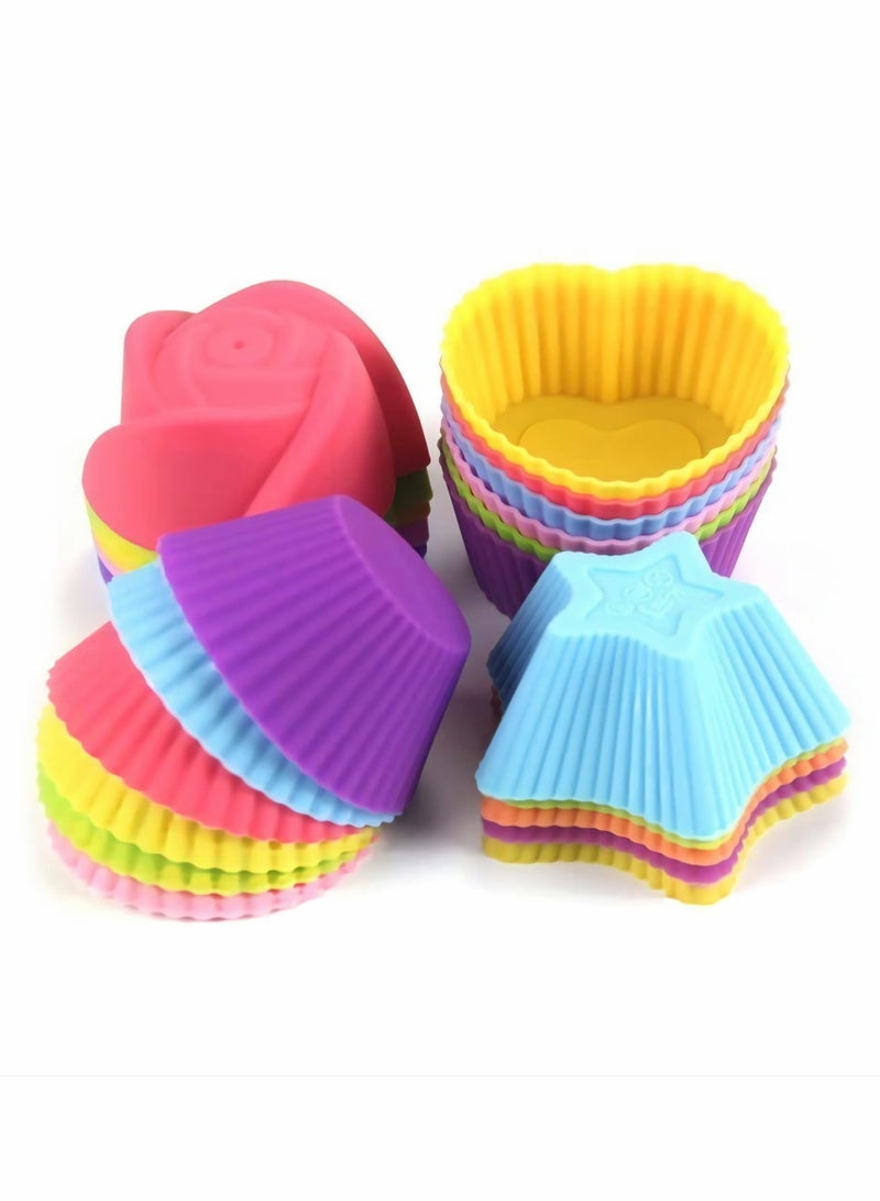Excefore Silicone Cupcake Moulds, 20 Pcs Silicone Cupcake Cases Muffin Cases Reusable Silicone Mould Nonstick Bakeware Muffin Cases Baking Liners for Baking Case Moulds Silicone Muffin Cases, Multiple Colours - Image 1