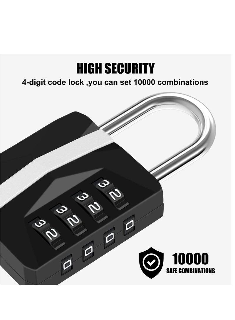 Cobest Combination Padlock, Waterproof 2 Pack Large Heavy Duty 4 Digit Padlock, Resettable Zinc Alloy High Security Password Lock Use for School Gym Locker, Shed, Gate, Fence, Hasp,Cabinet, Black - Image 3