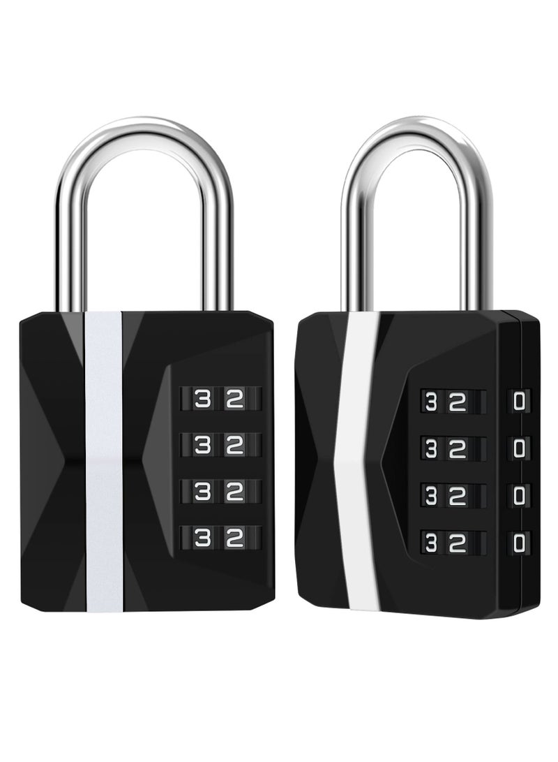 Cobest Combination Padlock, Waterproof 2 Pack Large Heavy Duty 4 Digit Padlock, Resettable Zinc Alloy High Security Password Lock Use for School Gym Locker, Shed, Gate, Fence, Hasp,Cabinet, Black - Image 1