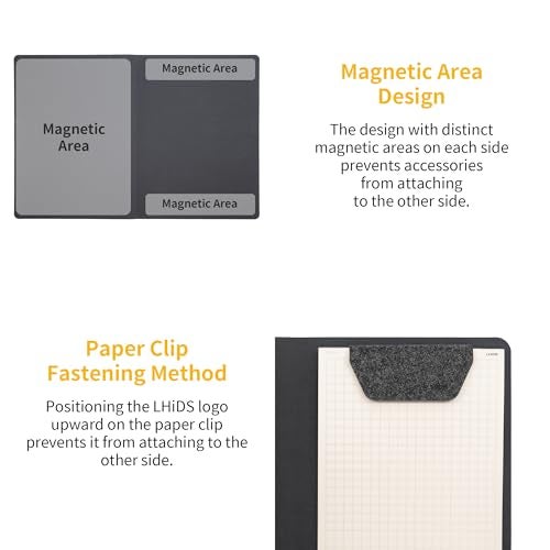 LHiDS A6 Magnetic Padfolio Organizer with Pen Holder & Notepad – Compact Magnetic Notebook Folder for Quick Notes, Work, Study – Classic Yellow - Image 5