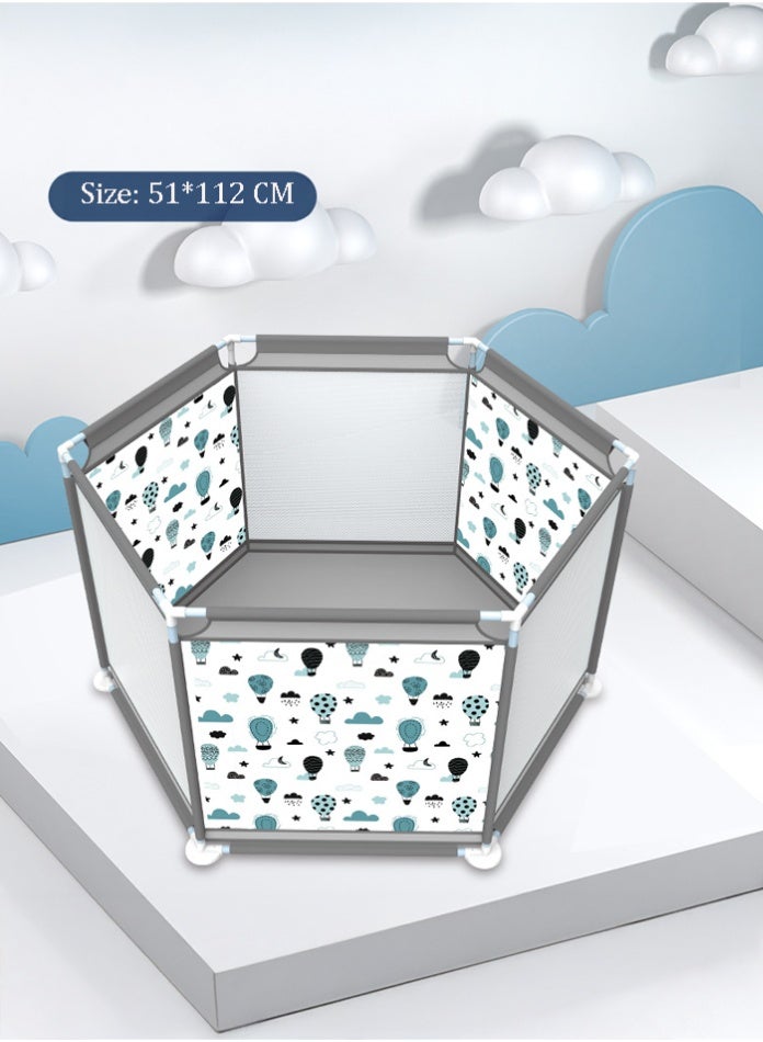 فيفا كيدز ساحة لعب للأطفال من فيڤاكيدز، 112 × 112 × 59 سم، تصميم سداسي آمن مع شبك قابل للتنفس، مانع للانقلاب، سياج أطفال قابل للنقل للاستخدام الداخلي والخارجي (رمادي) - Image 3