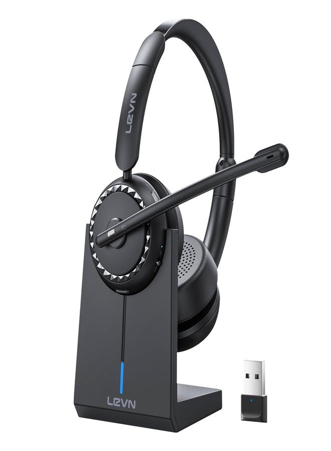 LEVN Wireless Headset, Wireless Headset with Mic for Work, (Noise Cancelling & Mute Button), Bluetooth Headset with Microphone from Home/Office/PC/Call Center/Computer/Laptop/Teams/Zoom (Black) - Image 1