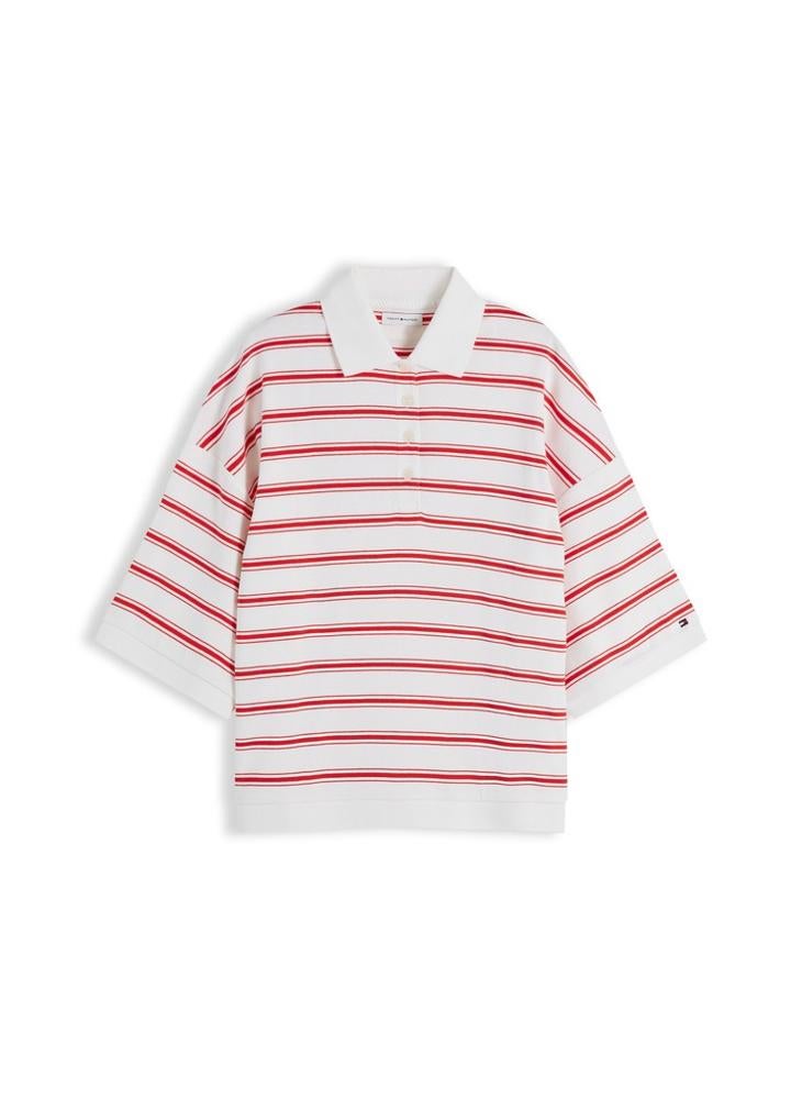 TOMMY HILFIGER Oversized Fit Stripe Polo Shirt - Image 5