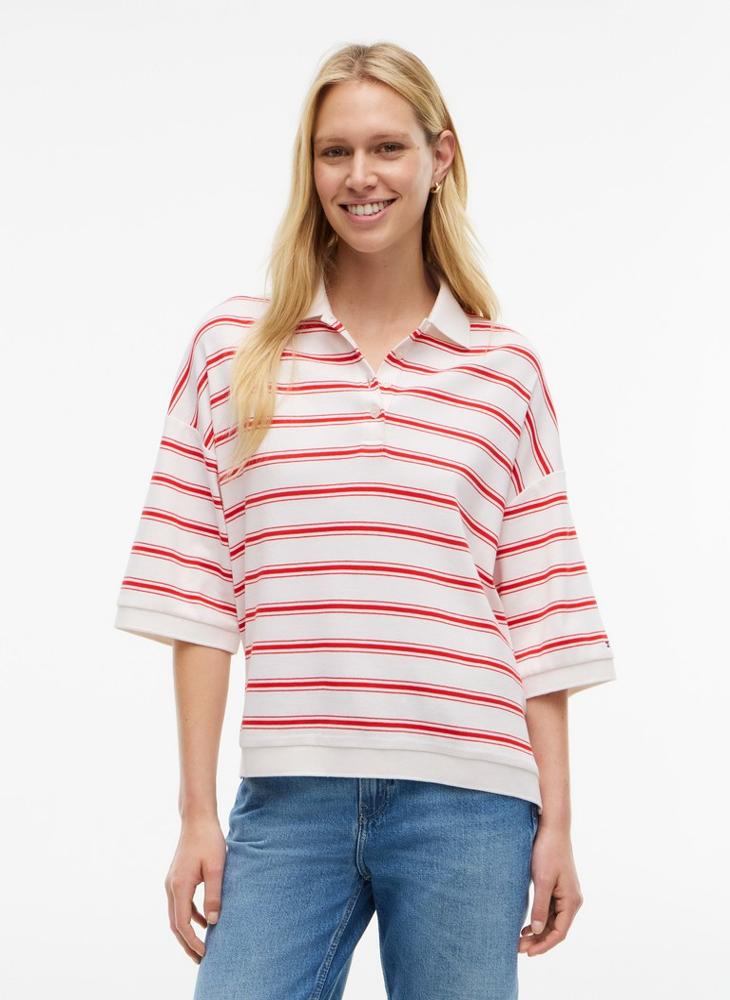 TOMMY HILFIGER Oversized Fit Stripe Polo Shirt - Image 1
