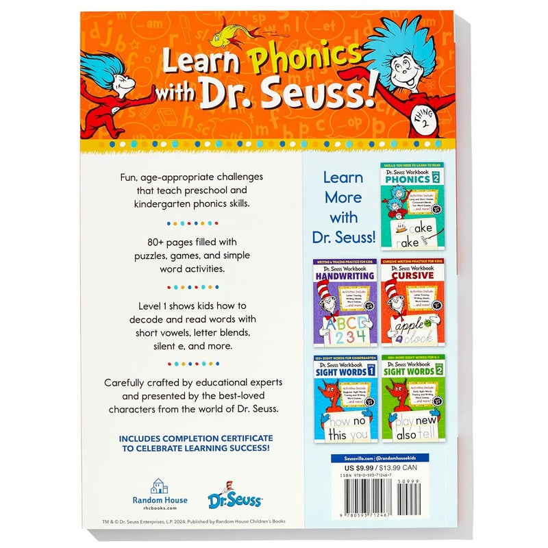 Dr. Seuss Phonics Level 1 Workbook: A Phonics Workbook to Help Kids Ages 4-6 Learn to Read (For Kindergarten and Beyond) - Image 2