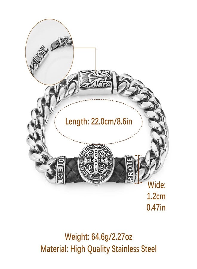 HZMAN 8.5Inch Cuban Link Bracelet for Men Silver Stainless Steel Heavy Biker Link Bracelet, 8.5in, Stainless Steel, no gemstone - Image 5