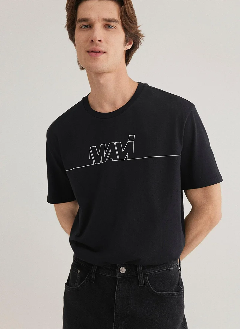Mavi Logo Printed Black T-Shirt