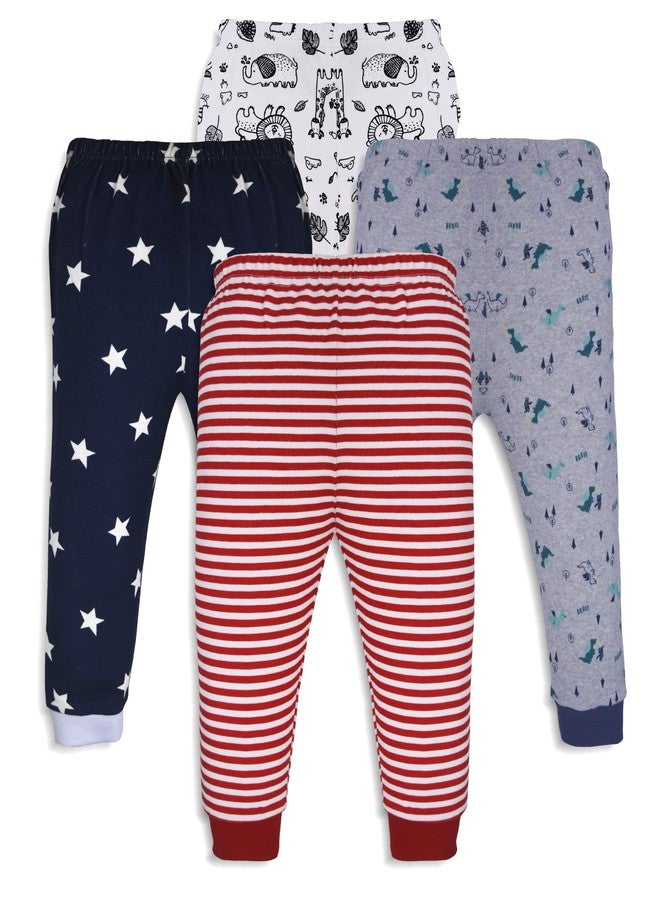 X2O Unisex Baby Cotton Rib Pants with Cute Prints (Pack of 4)(Multi Color)(12-18 Months) - Image 1