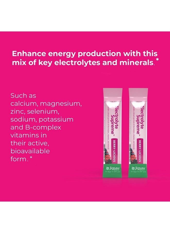 Jigsaw Health Jigsaw Health - Electrolyte Supreme - Broad Spectrum of Electrolytes + Trace Minerals - 60 Servings (60 Servings Packets, Berry)  - Image 5