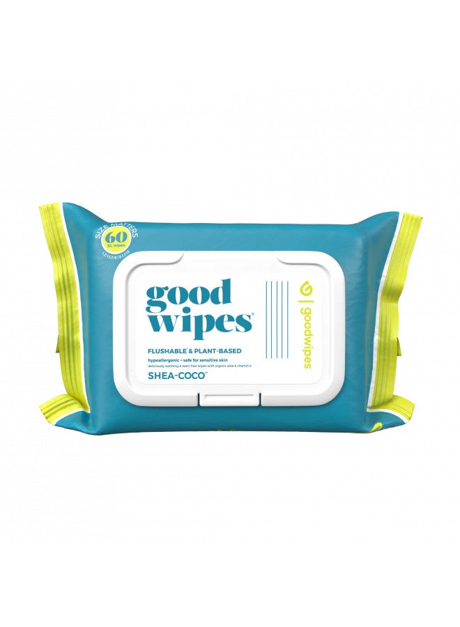 goodwipes Goodwipes Flushable & Plant-Based Wipes with Botanicals | Dispenser for At-Home Use | Shea-Coco with Aloe Septic and Sewer Safe | 60 count (1 pack) - Biggest Wipes - Image 2
