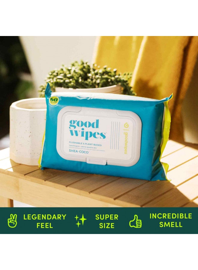 goodwipes Goodwipes Flushable & Plant-Based Wipes with Botanicals | Dispenser for At-Home Use | Shea-Coco with Aloe Septic and Sewer Safe | 60 count (1 pack) - Biggest Wipes - Image 5