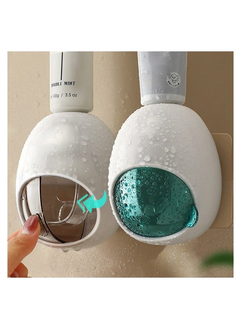 SYOSI Automatic Toothpaste Dispenser, Waterproof Dispenser Holder for Bathroom, Wall Mounted with Q Shape Adults and Kids, Light Blue - Image 5