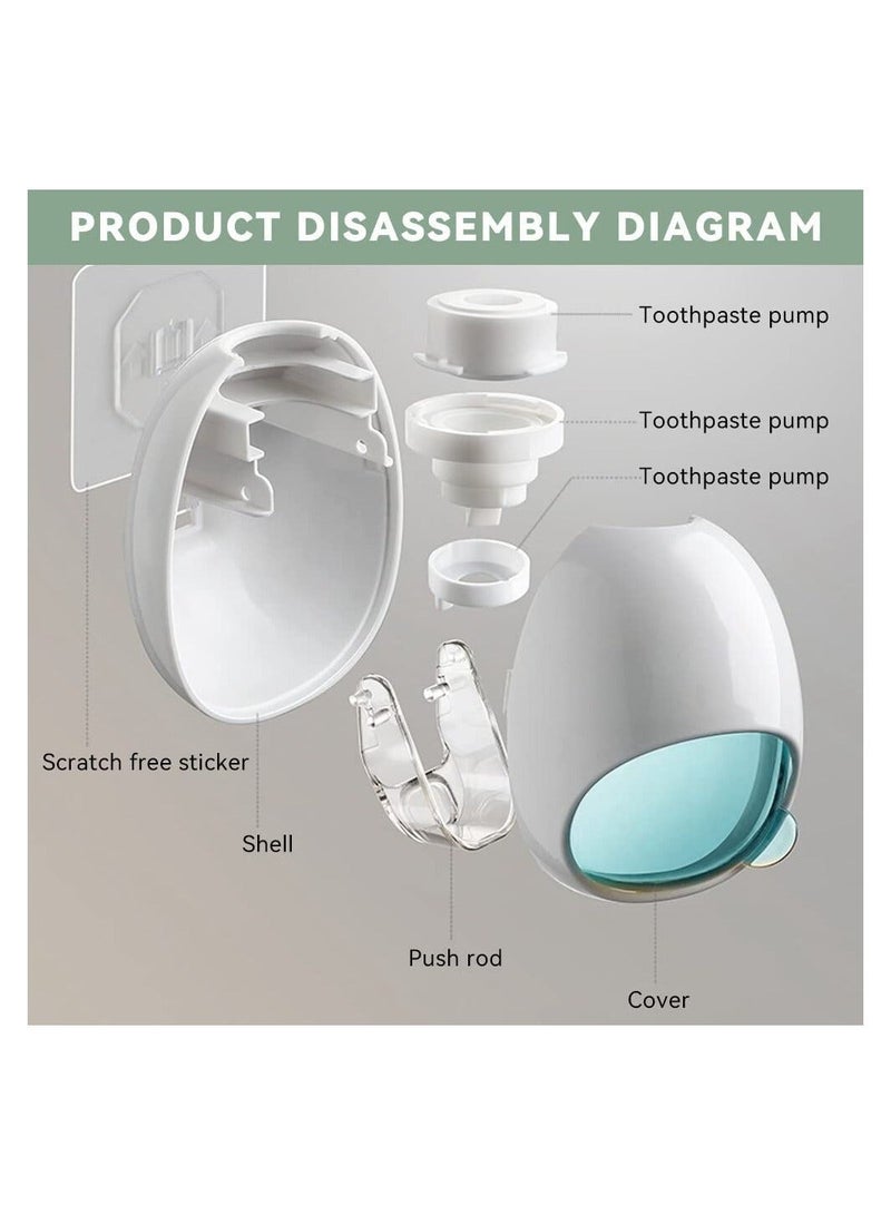 SYOSI Automatic Toothpaste Dispenser, Waterproof Dispenser Holder for Bathroom, Wall Mounted with Q Shape Adults and Kids, Light Blue - Image 3