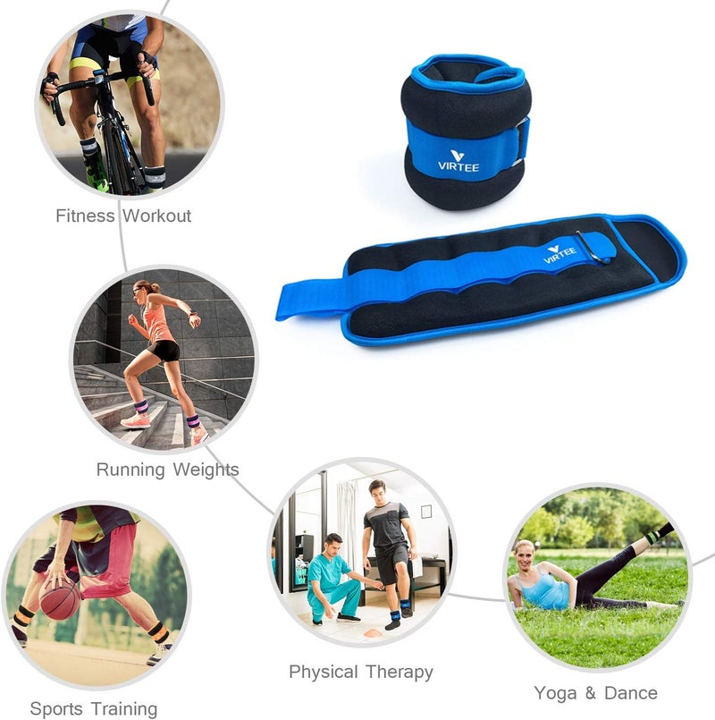 Virtee Ankle/Wrist Weights for Women, Men, Kids - Arm Leg Weights Set with Adjustable Strap - Running, Jogging, Gymnastic, Physical Therapy, Fitness - Choice of 1 lb 2 lbs 3 lbs 4 lbs 6 lbs 8 lbs 10 lbs - Image 3