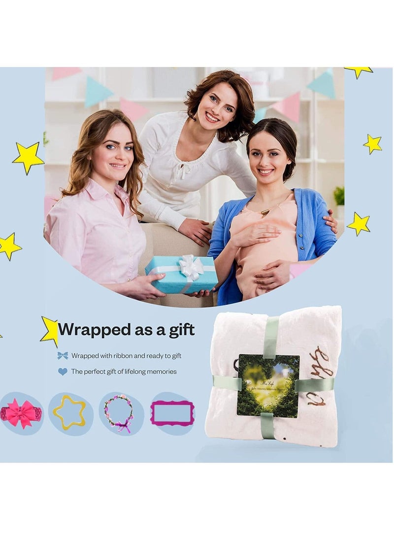 Gonice Baby Monthly Milestone Blanket Boy/Girl- Baby Photo Blanket for Newborn Baby Shower, Baby Gifts for Newborn,Including 1 Garland, 1 Baby Turban And 2Photo Frames  - Image 5