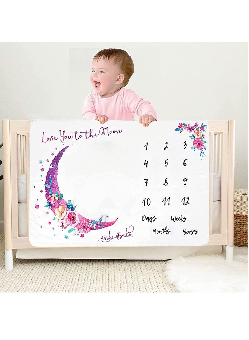 Gonice Baby Monthly Milestone Blanket Boy/Girl- Baby Photo Blanket for Newborn Baby Shower, Baby Gifts for Newborn,Including 1 Garland, 1 Baby Turban And 2Photo Frames  - Image 2