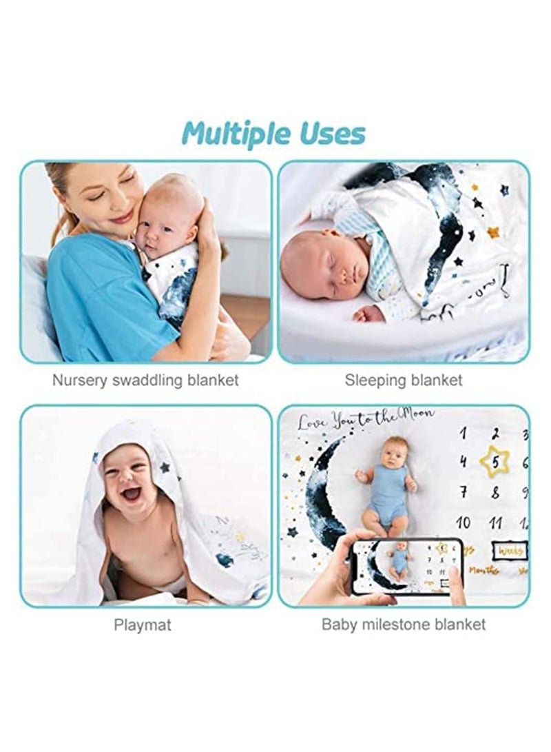 Gonice Baby Monthly Milestone Blanket Boy/Girl- Baby Photo Blanket for Newborn Baby Shower, Baby Gifts for Newborn,Including 1 Garland, 1 Baby Turban And 2Photo Frames  - Image 4