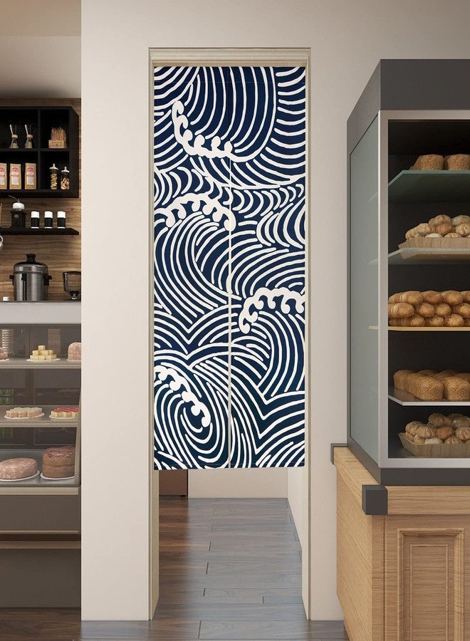 LIGICKY Japanese Noren Doorway Curtain Tranditional Wave Printed Window Treatment Door Tapestry for Home Restaurant Decoration 33.5" Width x 59" Long, Blue and White - Image 4