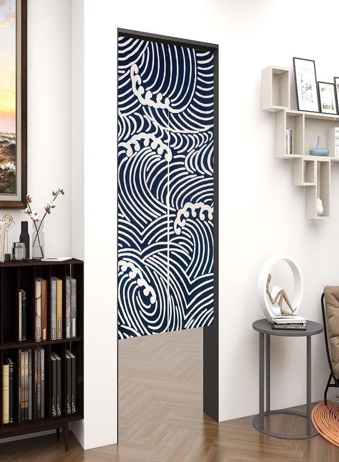 LIGICKY Japanese Noren Doorway Curtain Tranditional Wave Printed Window Treatment Door Tapestry for Home Restaurant Decoration 33.5" Width x 59" Long, Blue and White - Image 3