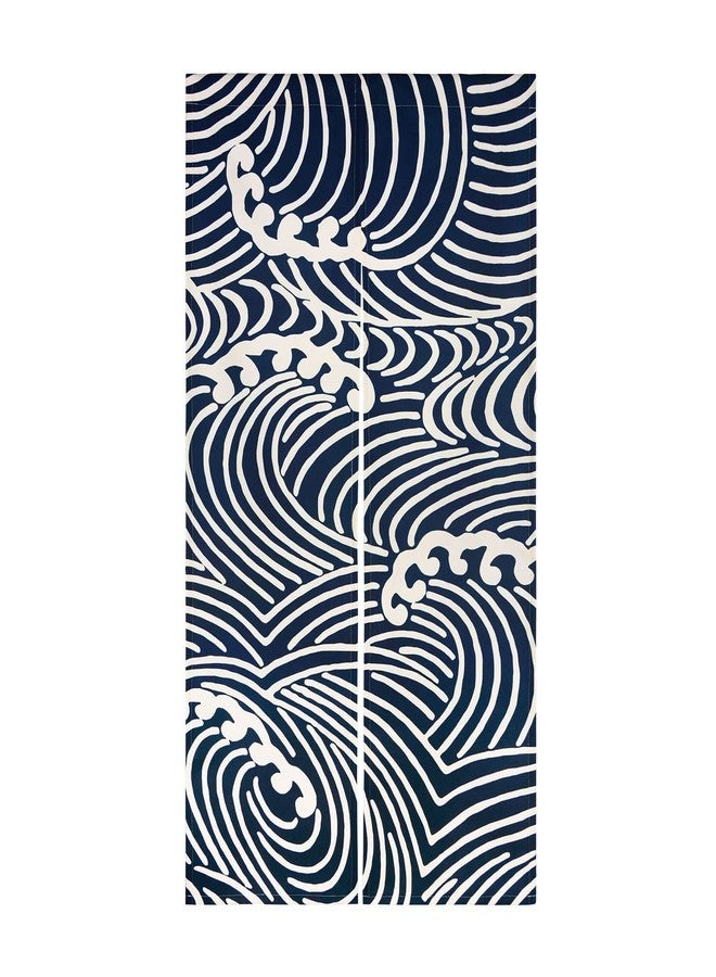 LIGICKY Japanese Noren Doorway Curtain Tranditional Wave Printed Window Treatment Door Tapestry for Home Restaurant Decoration 33.5" Width x 59" Long, Blue and White - Image 1