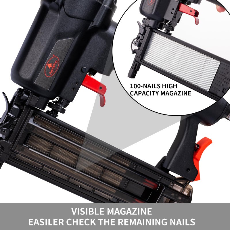 AEROPRO Tools Pneumatic Brad Nailer, 18 Gauge Air Brad Nail Gun with 1000pcs Nails for Upholstery, DIY Project, Woodworking - Image 5