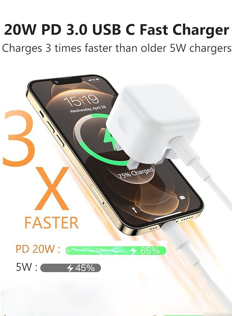 POWER LIFE 20W USB C Wall Charger For iPhone 16 15 Fast Charging ,1.5M Charger Cable Type C to C Compatible with iPhone 16/16 Pro/16 Pro Max/iPhone 15/15 Pro/15 Pro Max 14 13 12 11 iPad Samsung Galaxy Xiaomi Oneplus Etc White  - Image 2