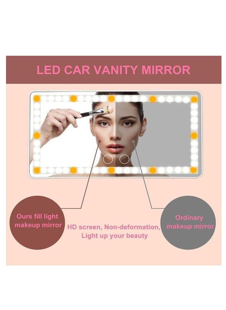 Golden - Car Visor Vanity Mirror With Led Lights, Car Mirror Light Rechargeable Makeup Mirror With 3 Light Modes, Car Visor Mirror, Car Vanity Mirror For Car Truck SUV, White - Image 1